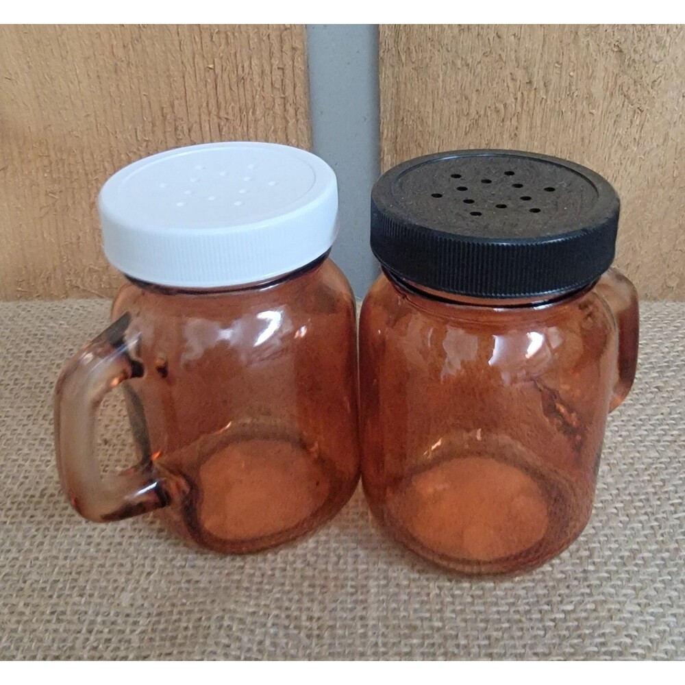 Mason Jar Salt And Pepper Shakers Fall Orange Amber Color